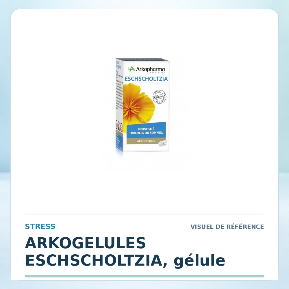 Visuel de référence : ARKOGELULES ESCHSCHOLTZIA, gélule — vérifier la présentation à l’officine