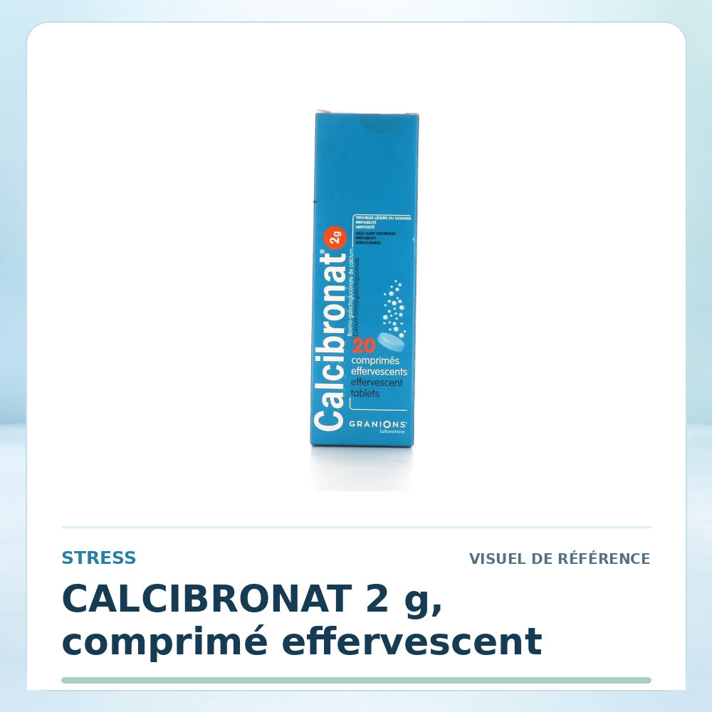 Visuel de référence : CALCIBRONAT 2 g, comprimé effervescent — vérifier la présentation à l’officine