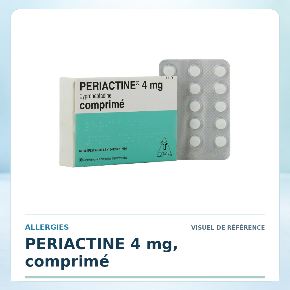 Visuel de référence : PERIACTINE 4 mg, comprimé — vérifier la présentation à l’officine