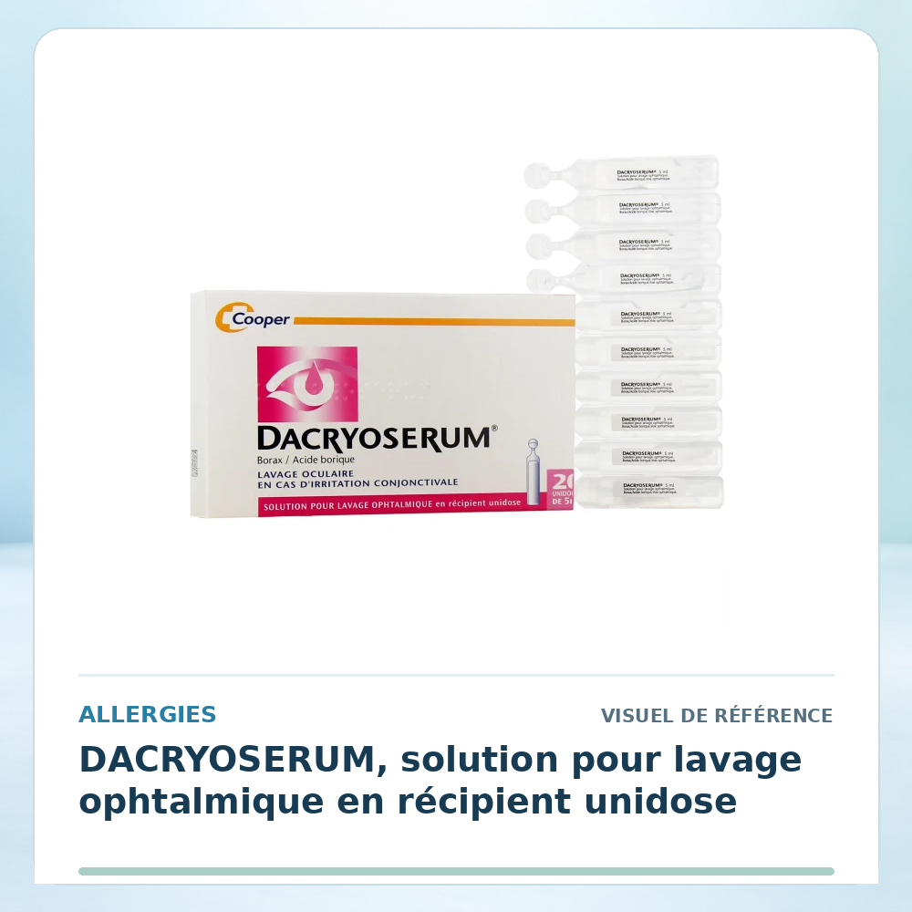 Visuel de référence : DACRYOSERUM, solution pour lavage ophtalmique en récipient unidose — vérifier la présentation à l’officine