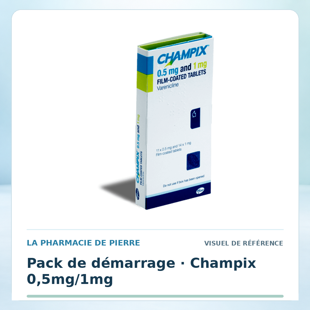 Visuel de référence : Champix — pack de démarrage 0,5 mg/1 mg — 1 pack