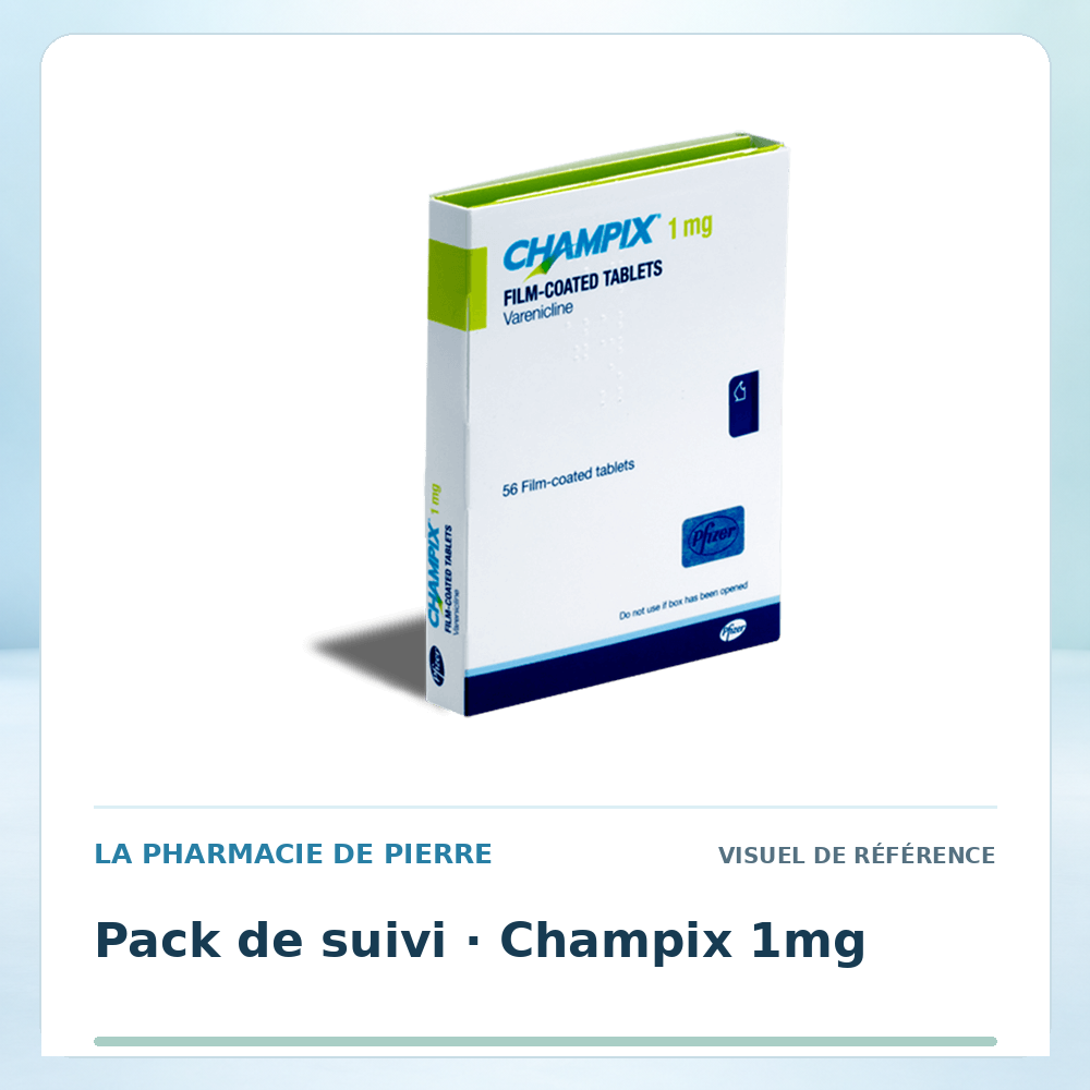 Visuel de référence : Champix — pack de suivi 1 mg — 56 comprimés
