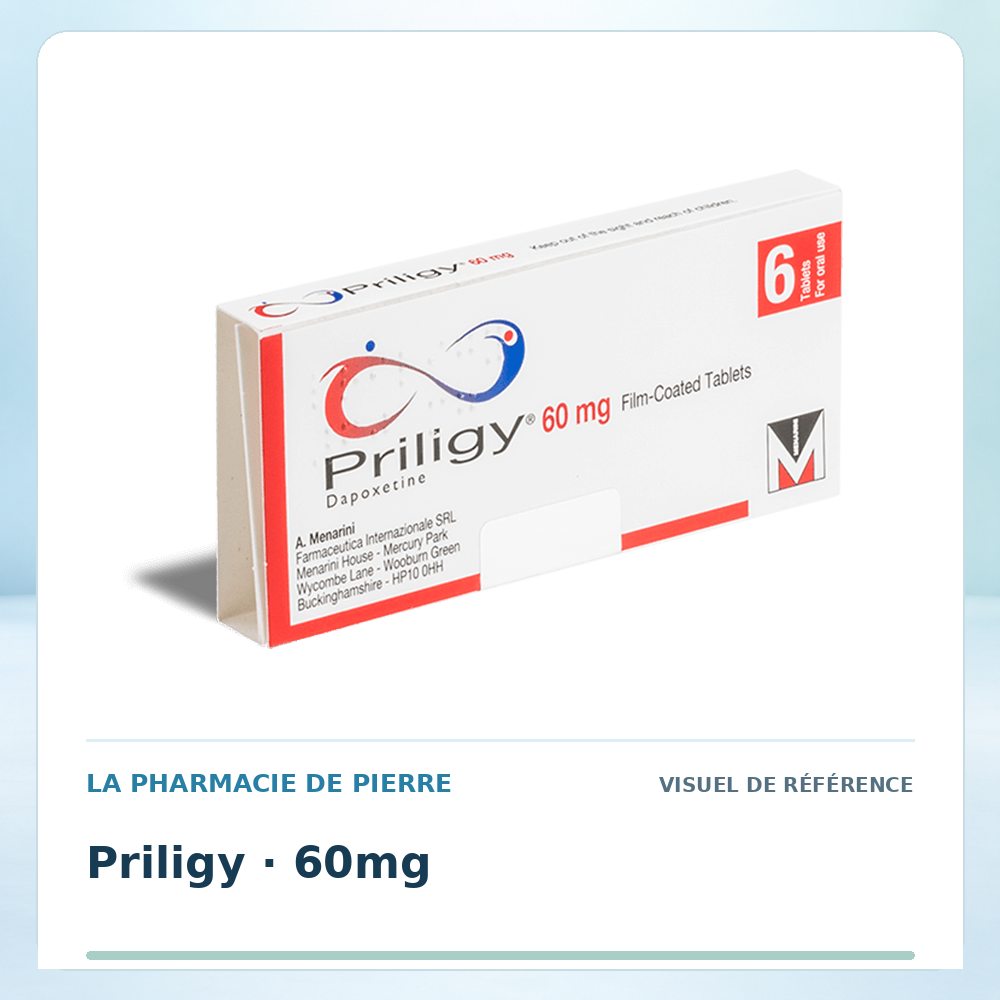 Visuel de référence : Priligy 60 mg — 6 comprimés