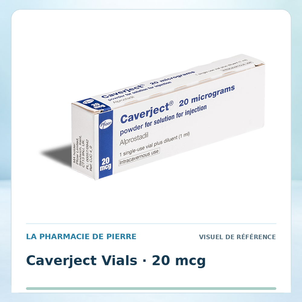 Visuel de référence : Caverject Vials 20 mcg — 1 injection