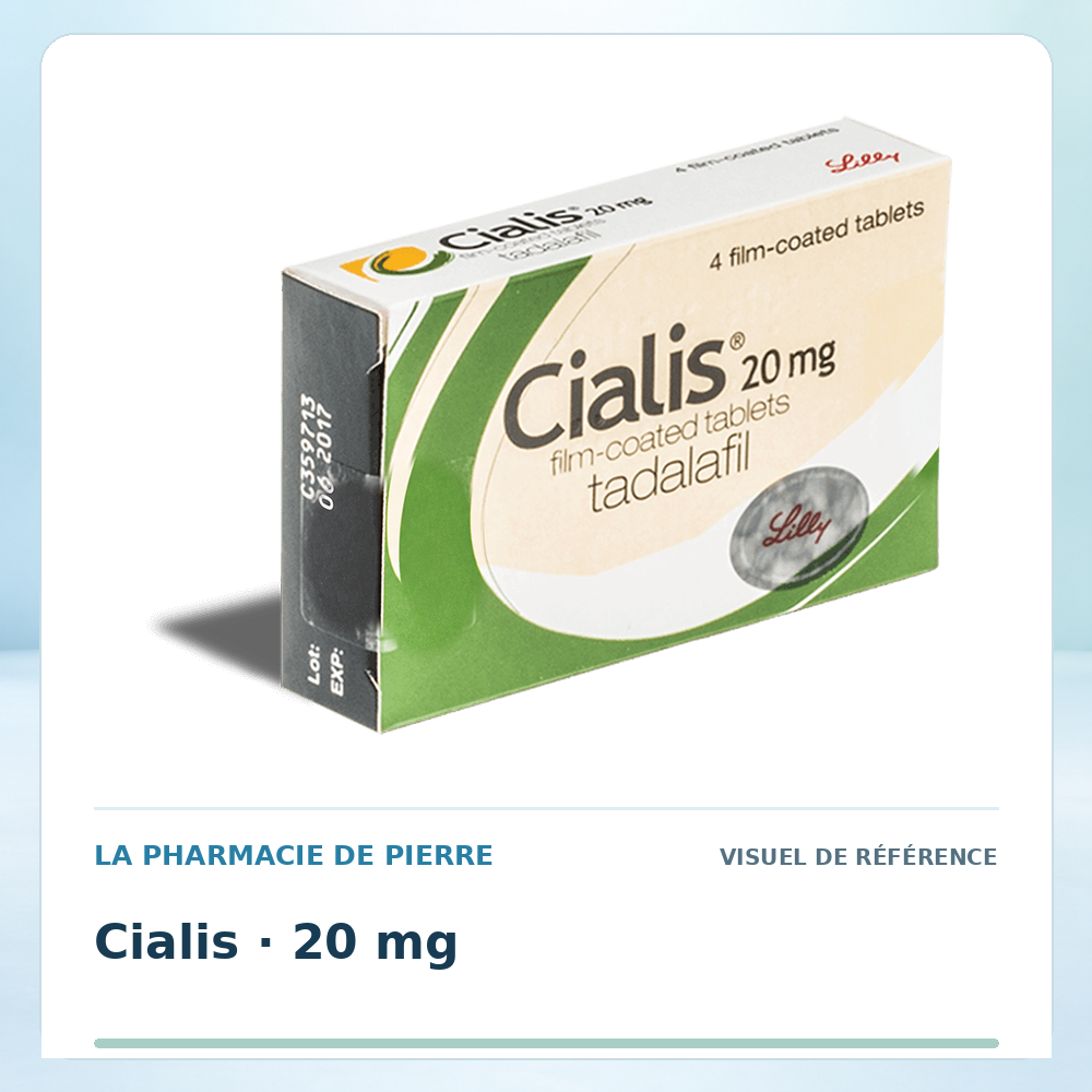 Visuel de référence : Cialis 20 mg — 4 comprimés