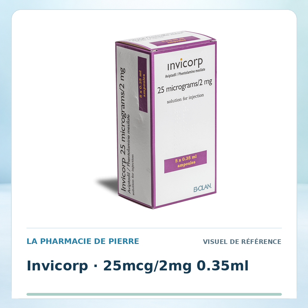 Visuel de référence : Invicorp 25 mcg/2 mg 0,35 ml — 5 injections