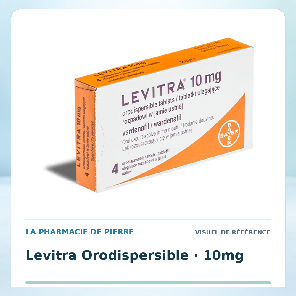 Visuel de référence : Levitra Orodispersible 10 mg — 4 comprimés