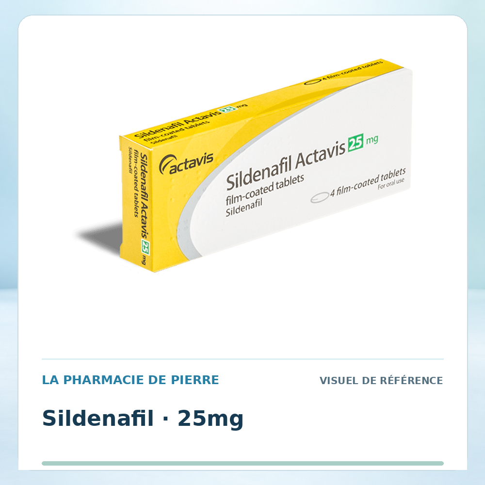 Visuel de référence : Sildénafil 25 mg — 4 comprimés