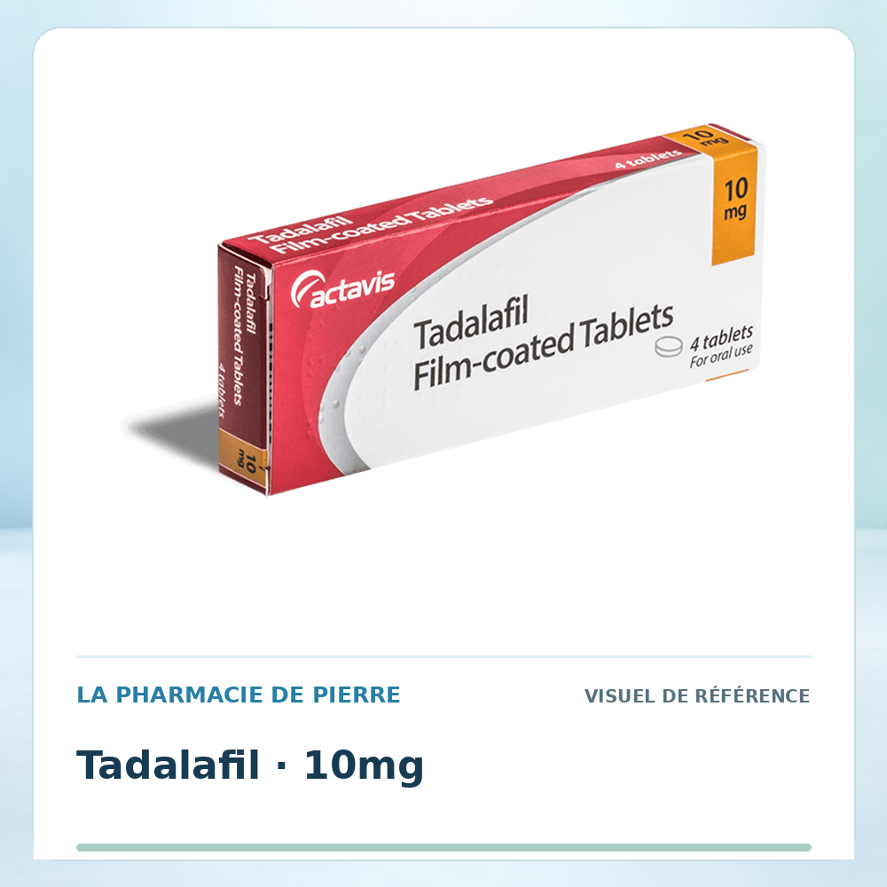 Visuel de référence : Tadalafil (générique du Cialis) 10 mg — 4 comprimés
