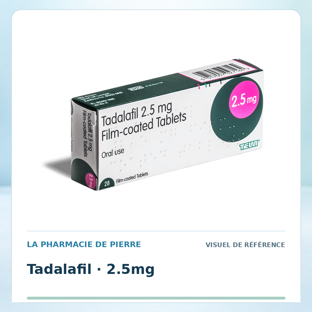 Visuel de référence : Tadalafil (générique du Cialis) 2,5 mg — 28 comprimés