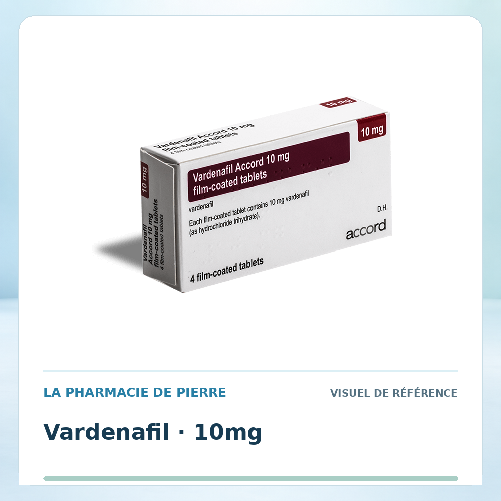 Visuel de référence : Vardénafil 10 mg — 4 comprimés