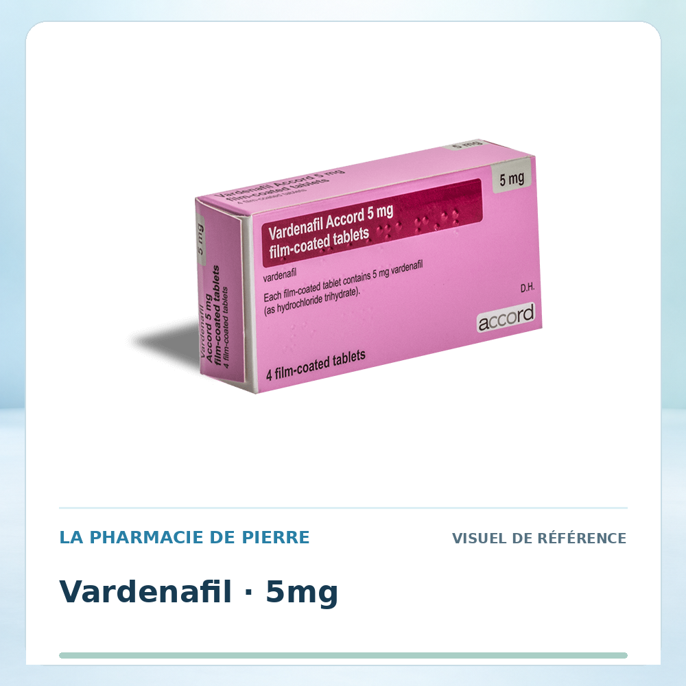 Visuel de référence : Vardénafil 5 mg — 4 comprimés