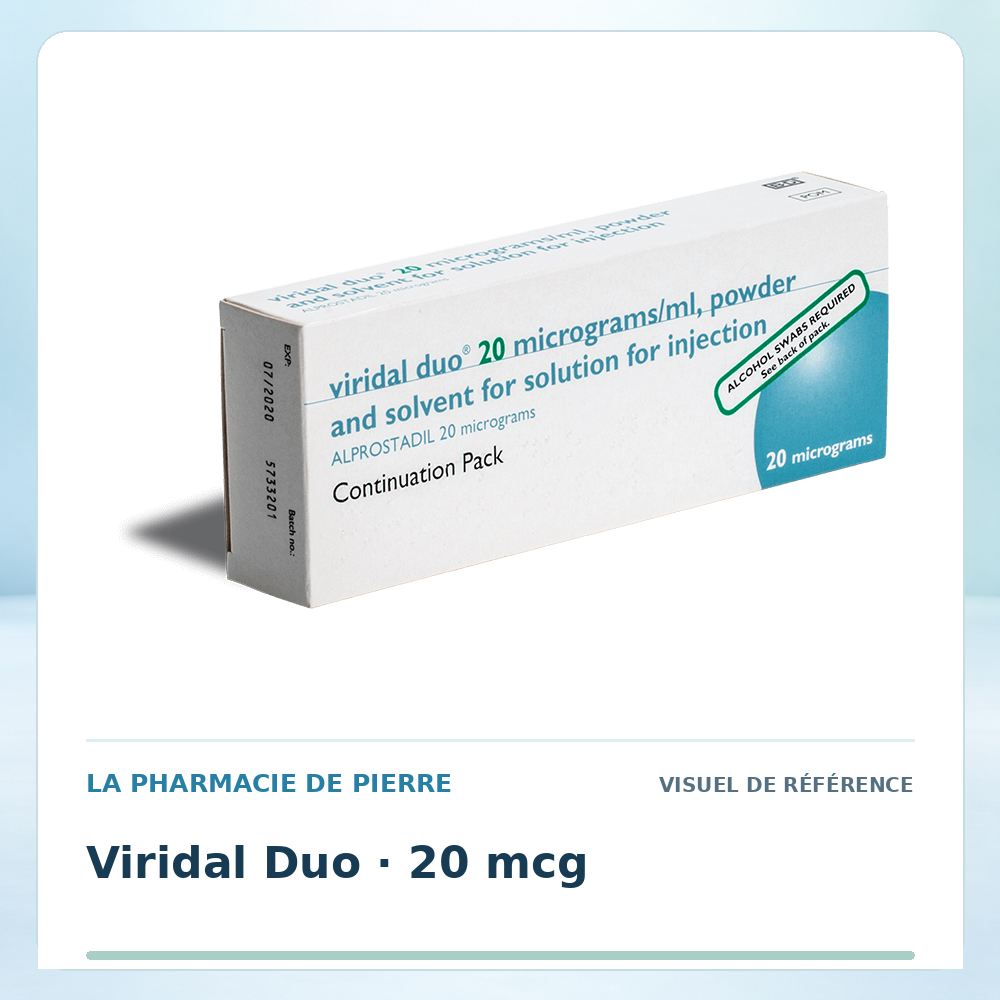 Visuel de référence : Viridal Duo 20 mcg — 2 injections