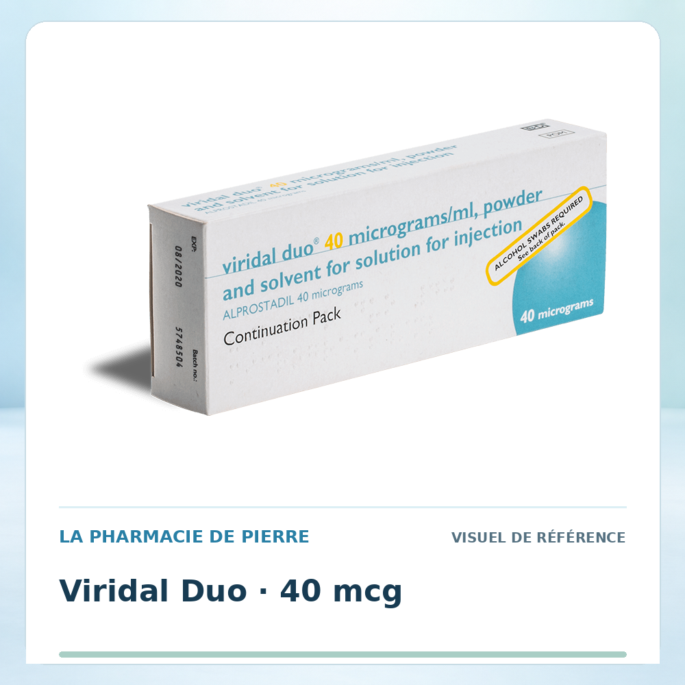 Visuel de référence : Viridal Duo 40 mcg — 2 injections